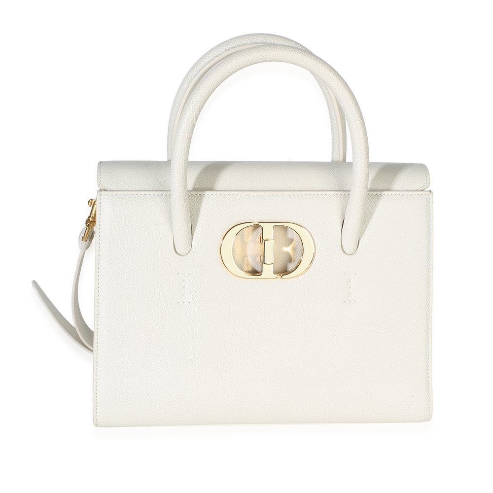 Christian Dior White Calfskin Small St. Honore Tote